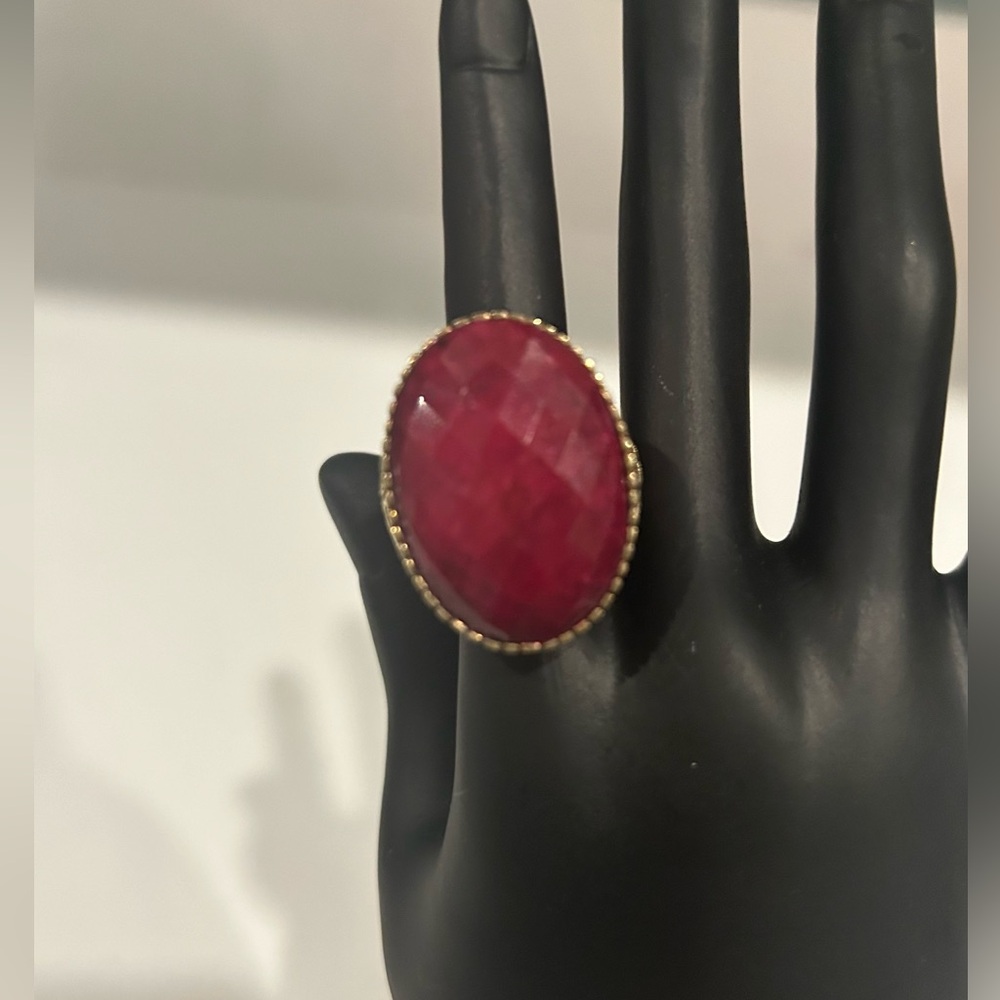 Sterling Bronze Faceted Ruby Ring '